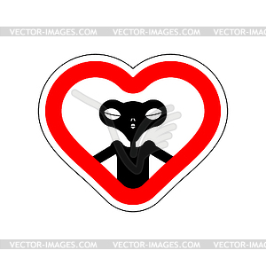 I love UFO. I like to alien. Red road sign in - vector image