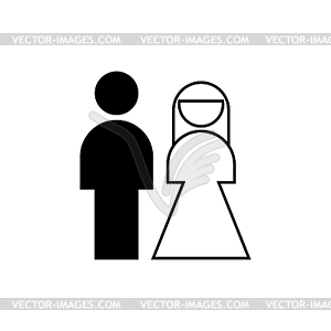 Newlyweds icon. Wedding sign. Marriage symbol - vector image