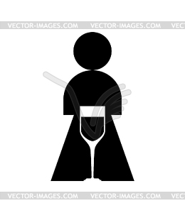 Female alcoholism sign. Girl and alcohol bottle - vector image