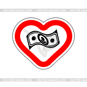 I love money. I like to cash. Red road sign in shap - vector clipart