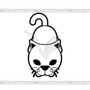 Cat looks up. Pet looks at its owner. Cats sign icon - vector clip art