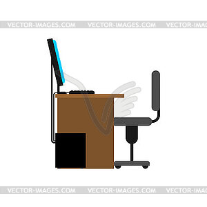 Office workplace . Computer and desk, office chair - vector image