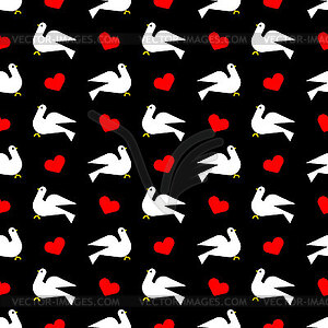 Dove and love pattern seamless. pigeon and heart - vector clip art