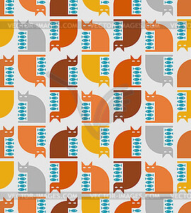 Cat and fish pattern seamless. Fish inside cat - vector image