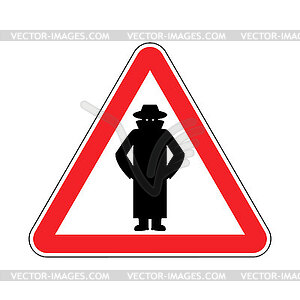 Attention spy. Caution secret agent! Triangular roa - vector clipart