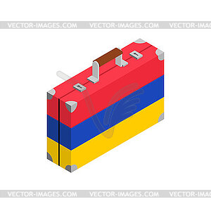 Retro suitcase of Armenia. Armenia flag on travel - vector image