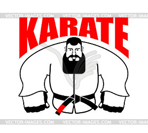 Karate strong man. Angry man in judo kimono - vector image