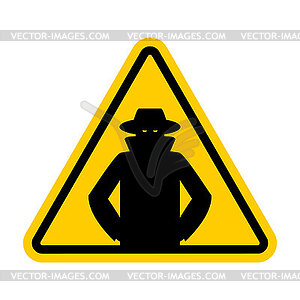 Attention spy. Caution secret agent! Triangular roa - vector clip art