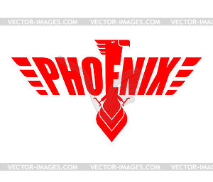 Phoenix Fire bird sign. Symbol of rebirth of ashes - vector image