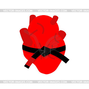 Judo heart and belt. Love for karate. Heart and - vector image