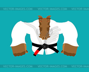 Boar in judo kimono. Karate Warthog mascot. Angry - vector clipart