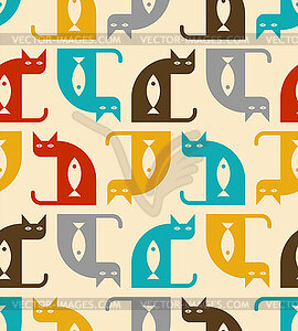 Cat and fish pattern seamless. Fish inside cat - vector clipart