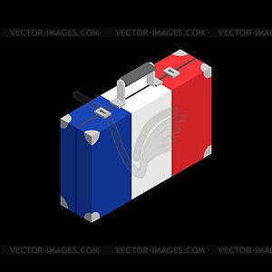 Retro suitcase of France. French Flag on British - vector clipart / vector image