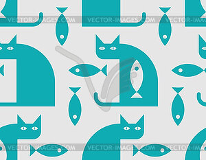 Cat and fish pattern seamless. Fish inside cat - vector image