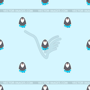 Penguin on an ice floe pattern seamless. Ornament - vector image