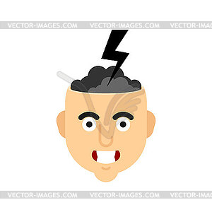 Lightning inside head. Concept of inner world of - color vector clipart