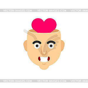 Heart love inside head. Concept of inner world of - vector clipart
