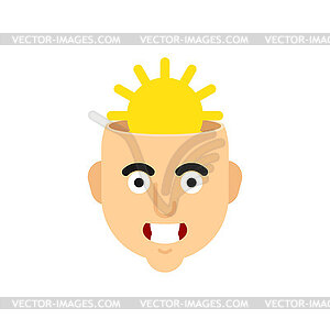 Sun inside head. Concept of inner world of person - color vector clipart