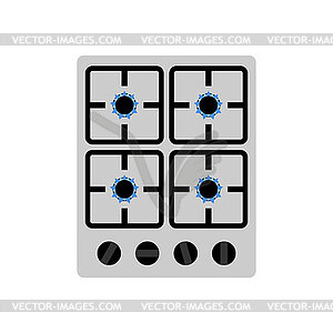 Gas hob . Four-burner gas hob - vector image