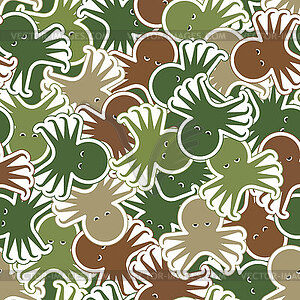 Octopus Military pattern seamless. devilfish Camo - vector clip art