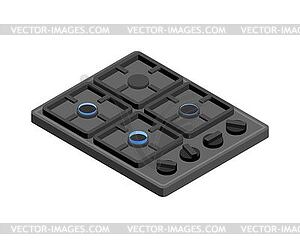 Gas hob . Four-burner gas hob - vector image