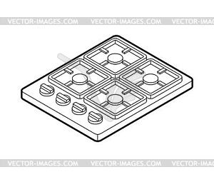 Gas hob . Four-burner gas hob - vector clipart / vector image