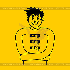 Madman in straitjacket icon sign. Psychopath in - vector clipart