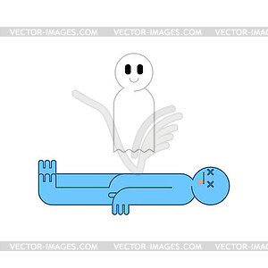 Soul flies out of body. Ghost and dead man. Astral - stock vector clipart