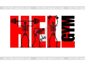Skeleton gym logo. Hell GYM Skull and bones and - vector clipart