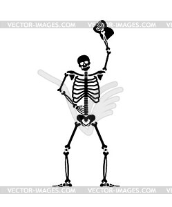 Skeleton and weight. Skull and bones and sport. - vector clip art