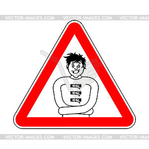 Attention madman. Caution psychopath. Red - vector clipart