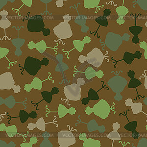 Dress on mannequin Military pattern seamless. - vector image