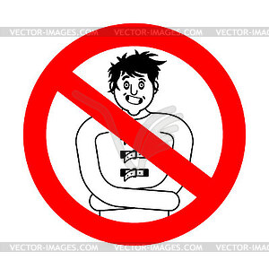 Stop madman. Ban psychopath. Red prohibitory sign - vector clipart