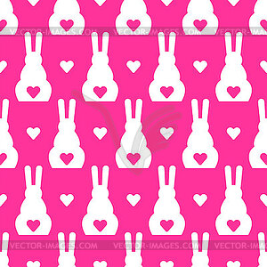 Cute bunny tail heart pattern seamless. Baby - vector image