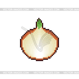 Onion pixel art. 8 bit Onion bulb slice . - vector image