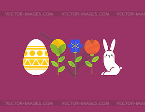 Happy Easter bunny and egg symbol of holiday - vector clip art