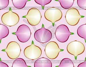 Onion pattern seamless. Onion bulb slice background - vector clip art