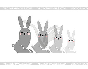 Family of rabbits. Flock of hares - vector clipart