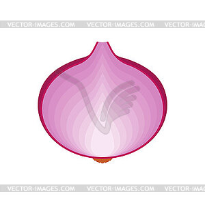 Red Onion bulb sign icon. Onion slice . Vegetable - vector clipart