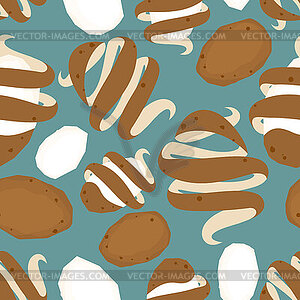 Peeling potatoes pattern seamless. Potatos - vector clipart