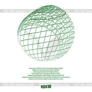 Wireframe Design Element. 3D Sphere - vector image