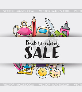 Back to school sale doodle clip art greeting card - vector clip art