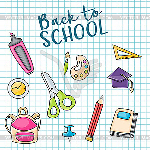 Back to school doodle clip art greeting card - vector clipart / vector image