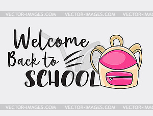 Welcome back to school doodle clip art greeting card - vector clipart