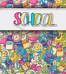 School elements clip art doodle in cartoon style - vector clipart / vector image