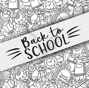 Back to school doodle clip art greeting card - vector image