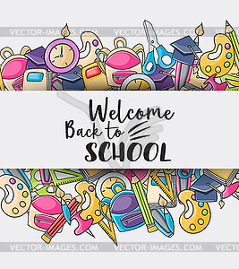 Welcome back to school doodle clip art - vector image