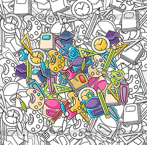 School elements clip art doodle in cartoon style - vector clip art
