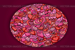 Love hearts doodle cartoon card - vector clipart