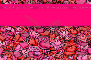 Love hearts doodle cartoon card - vector image